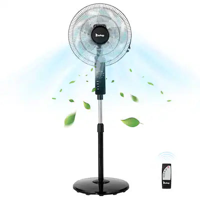 Winado - 16-Inch 120° Oscillating Pedestal Fan–3-Speeds High-Velocity, Adjustable Height & Tilt Floor Standing Cooling Fan Remote