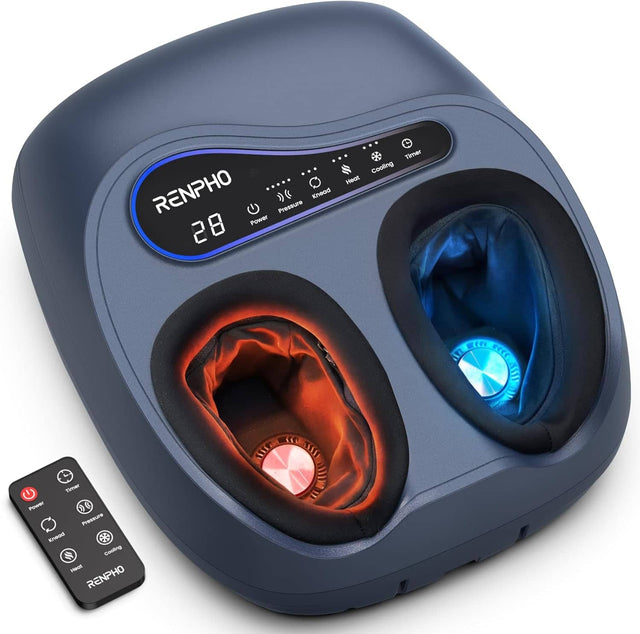 RENPHO Pressure Knead Power 28 remit Cooling Heat EIN 0 Fefr eST = Timer Power 10 Pressure Koe 60 S Costing Ht RENPHO 4m
