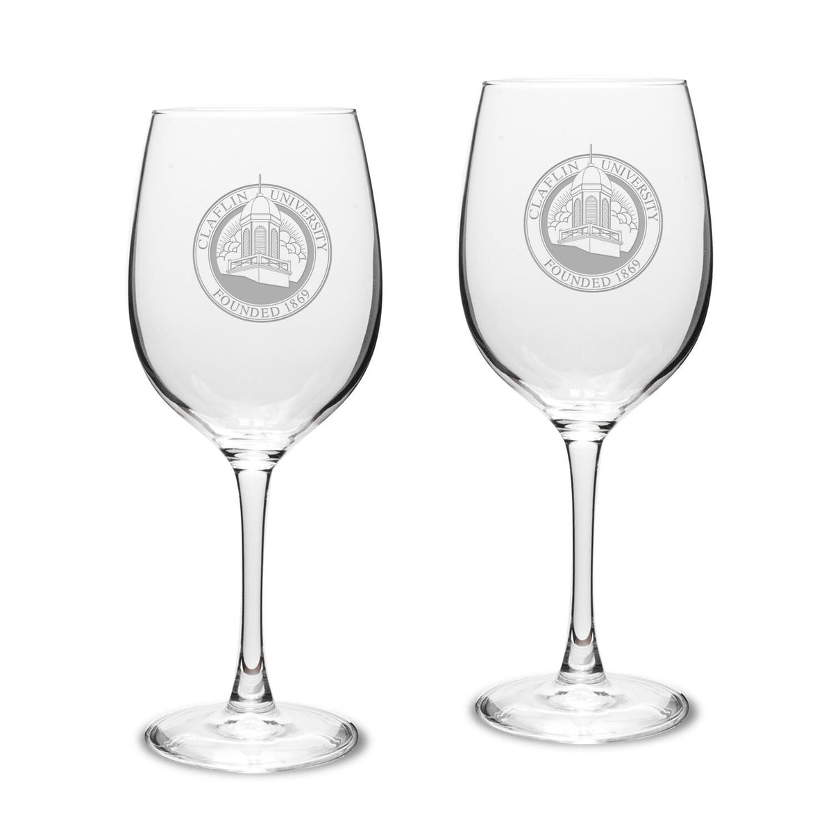 Jardine - Claflin Panthers 16oz. Two-Piece Traditional White Wine Glass Set - Multicolor
