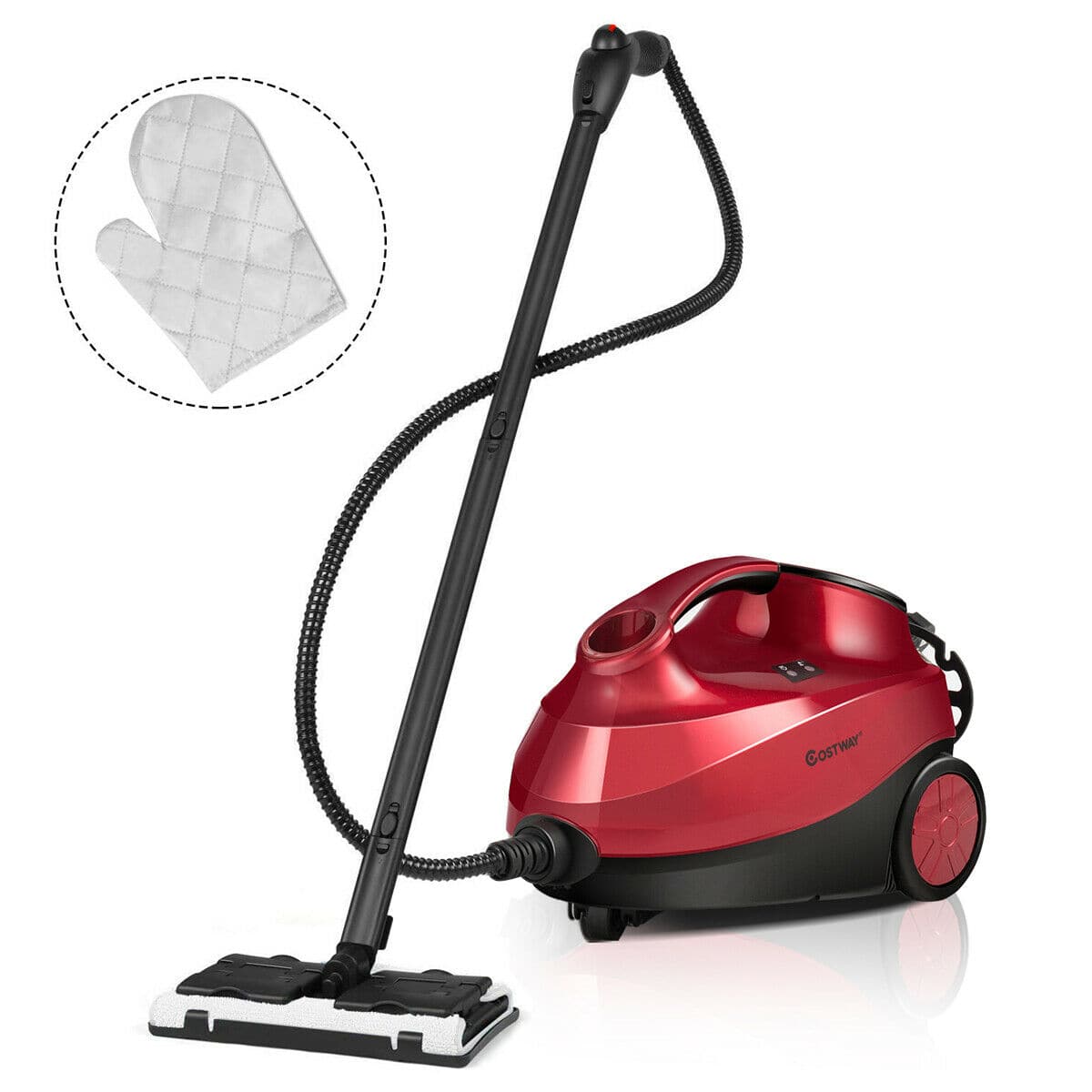 Costway - 2000W Heavy Duty Steam Cleaner Mop Multi-Purpose W/19 Accessories 4.0 Bar 1.5L - Red