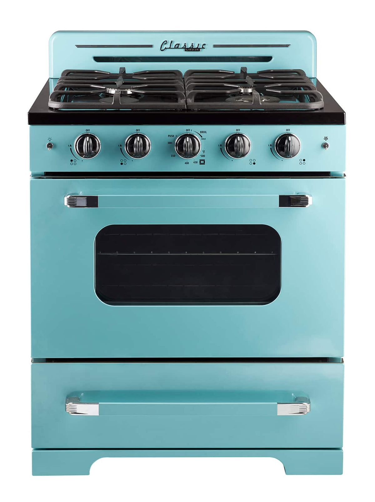 Unique Appliances - 30 in. Wide 4 burner Classic Retro 3.9 Cu. Ft. Freestanding Gas Convection Range - Ocean Mist Turquoise