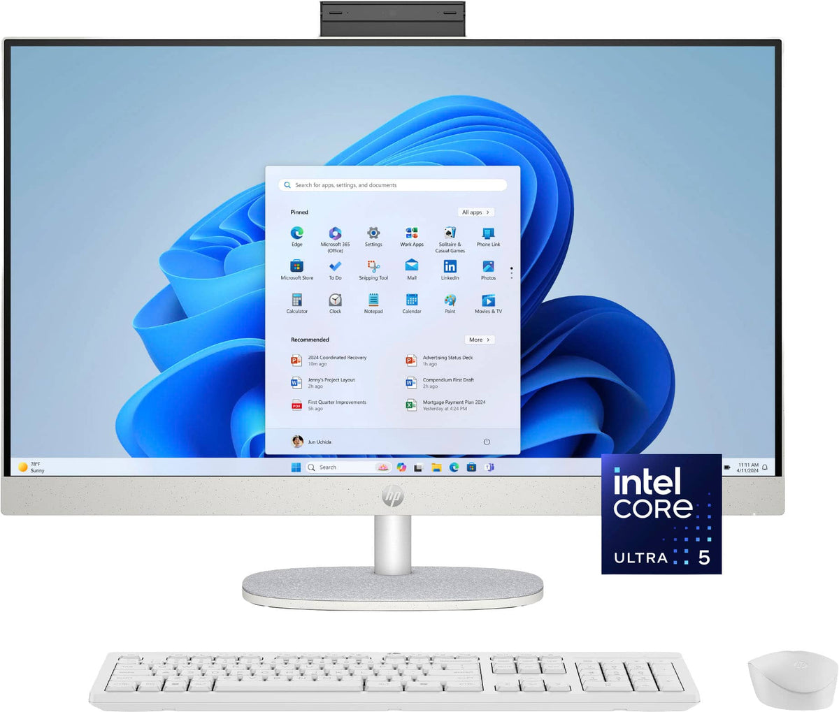HP - 27" Full HD Touch-Screen All-in-One with Adjustable Height - Intel Core Ultra 5 225U 2025 - 8GB DDR5 Memory - 512GB SSD - Shell White