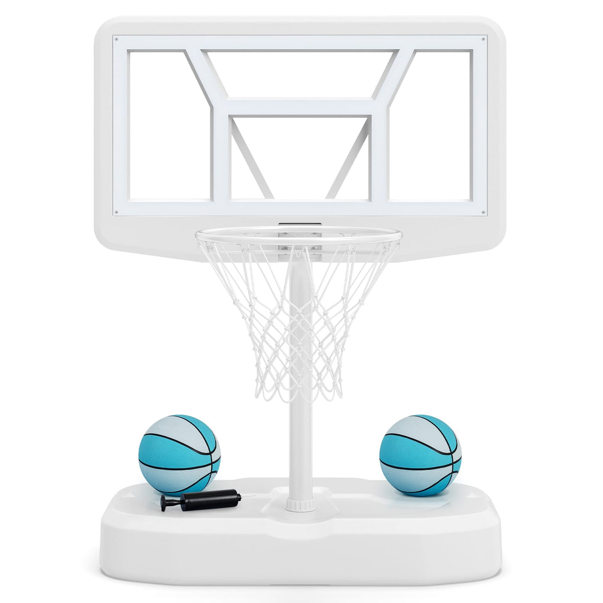Costway - Outdoor Poolside Basketball Goal System with 42 Inches Shatterproof PC Backboard - White