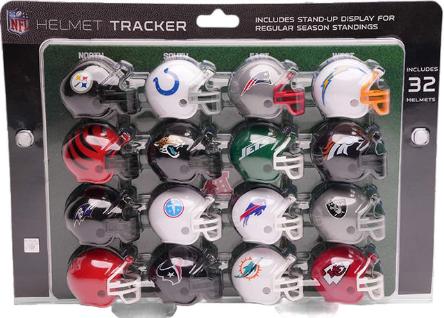 NFL Helmet Tracker includes stand-up display for regular season standings. North South C 5A includes 32 helmets. Jets T