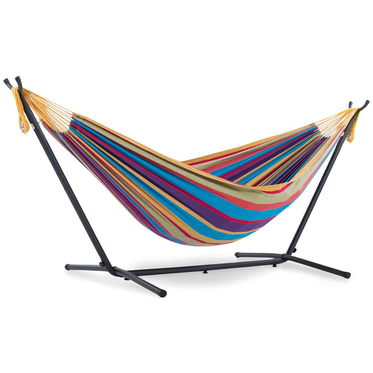 Vivere - Double Cotton Hammock, Comfortable Daybed with Steel Stand, 9' - Tropical