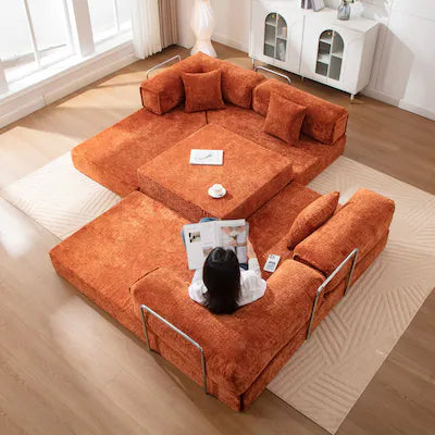 KERDOM - Oversized Big Family Sofa Couch, 170 inches Extra Long Convertible Sofa Bed Sleeper Sectional Floor Building Block Couch