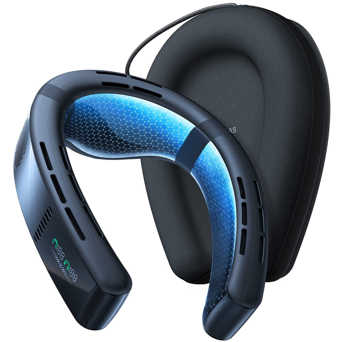 TORRAS - COOLiFY Cyber Neck Air Conditioner, Cooling, Heating, and Fan Rechargeable with 6000mAh - Cascade Black