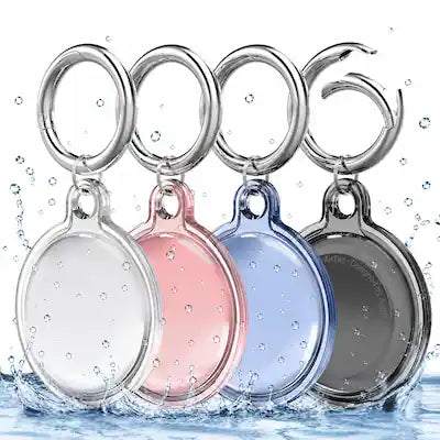 Vena - 4x For Apple AirTag Holder, AirTag Keychain Holder Waterproof AirTag Case for Pets Collar Kids Elderly Backpack, Blue