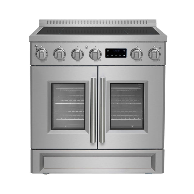 Front. Forno Appliances - 30 in. Wide 4 Elements Torino 4.32 Cu. Ft. Freestanding Induction Range with French Door Design and Air Sous Vide Tech - Silver.