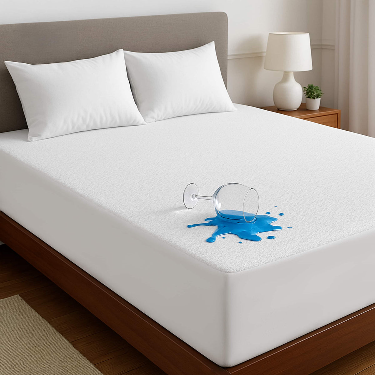 Lux Decor Collection - Terry Waterproof Mattress Protector, Breathable Fitted Cover, 16 Inch Deep Pocket - White