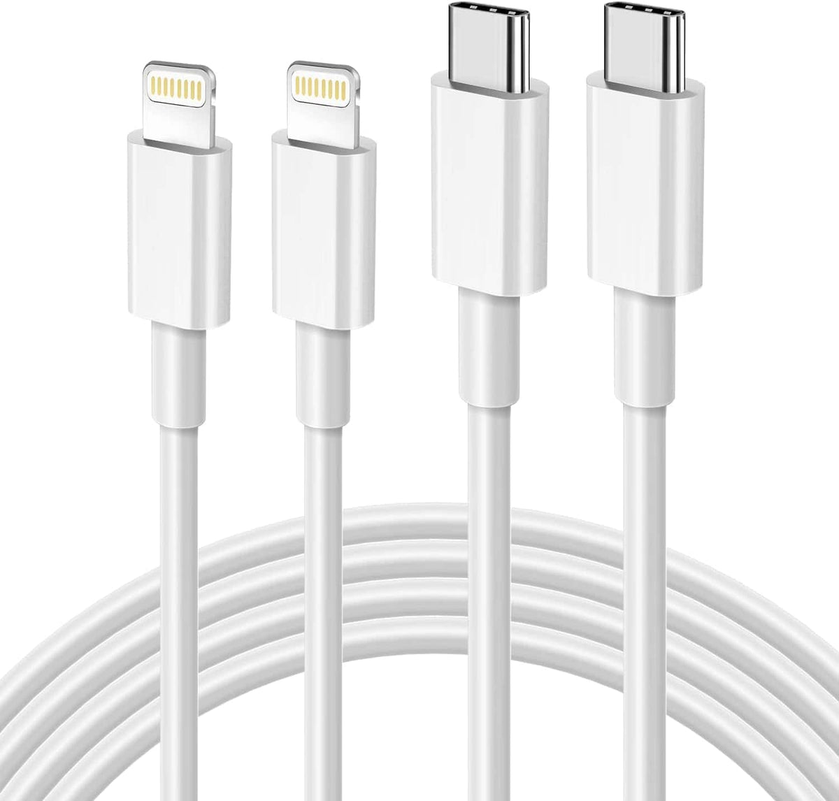 Core Tech - USB-C to Lightning Fast Charging Cable 2-Pack for iPhone and iPad - White