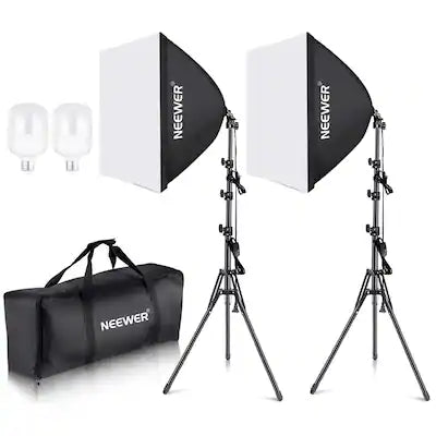 Neewer - 700W Equivalent Softbox Lighting Kit (2-Pack) - Includes LED Bulbs & 24" Softboxes for Studio