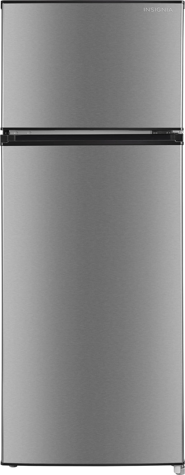 Front. Insignia™ - 7.2 Cu. Ft. Mini Fridge with Top Freezer and ENERGY STAR Certification - Stainless Steel Look.