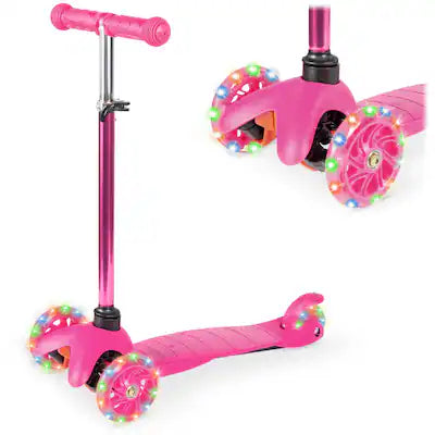 Best Choice Products - Kids Mini Kick Scooter Toy w/ Light-Up Wheels and Height Adjustable T-Bar