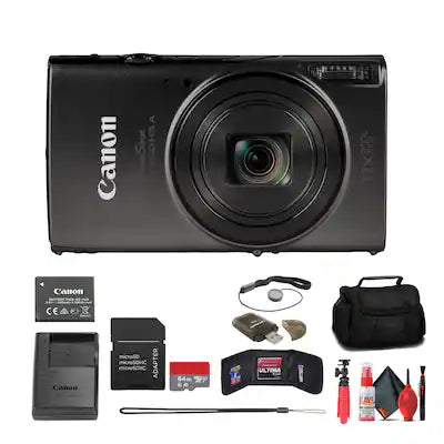 Canon - PowerShot ELPH 360 HS A Camera + 64GB Card + More