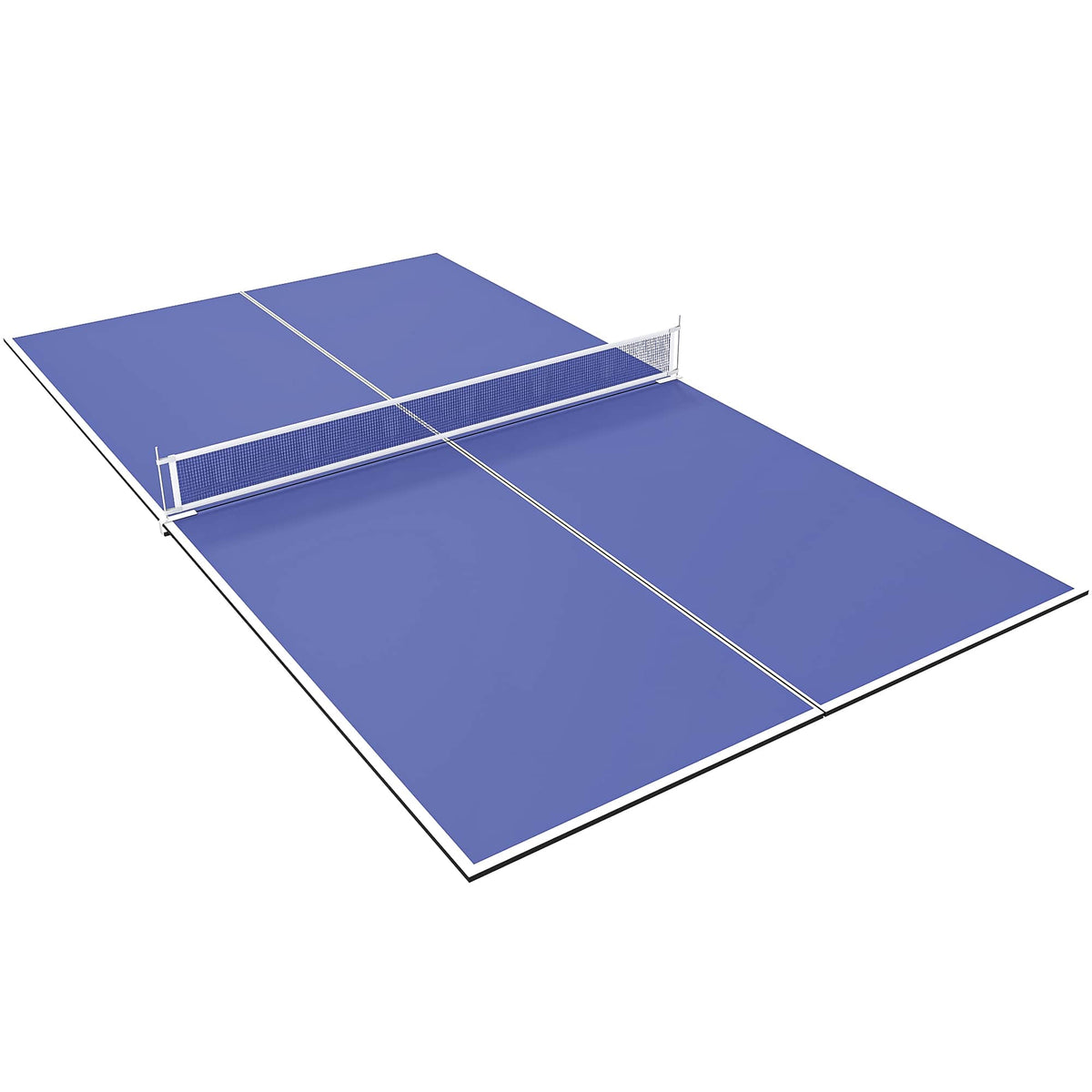 Soozier - ft Folding Ping Pong Table Top for Billiard Tables, Table Tennis Conversion Top with Net - Blue