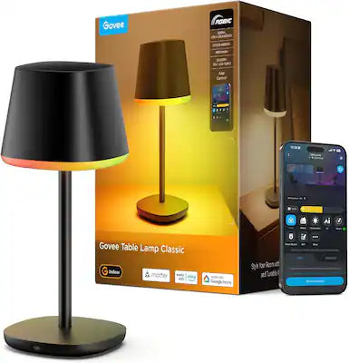 Govee - Smart Cordless Table Lamp Classic, RGBIC Rechargeable Table Lamp for Bedroom, Living Room