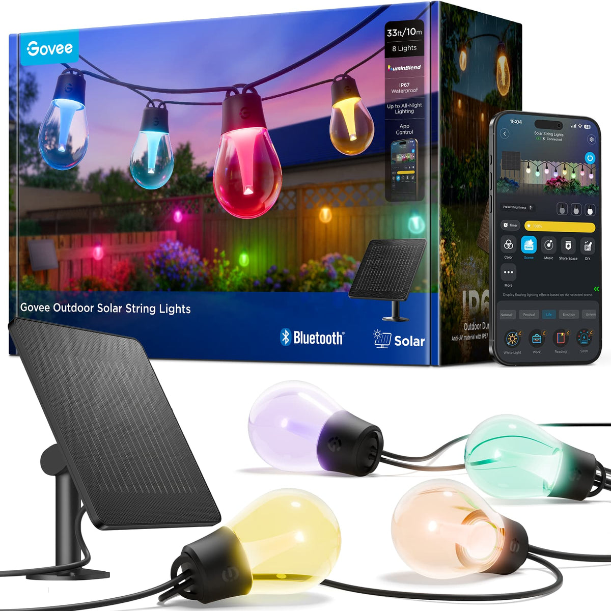 Govee - Outdoor Solar String Lights - Black