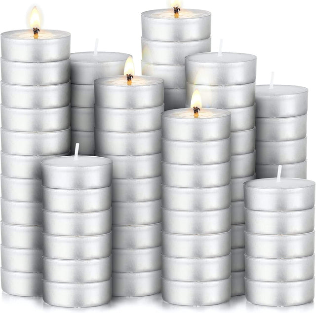 Front. Zulay Kitchen - 100 Pack Smokeless & Dripless Tea Lights Candles - Unscented Tealight Candles Pack - White.
