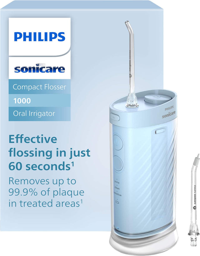 PHILIPS sonicare Compact Flosser 1000 Oral Irrigator

Effective flossing in just 60 seconds¹

Removes up to 99.9% of plaque in treated areas¹

pulse clean sensitive