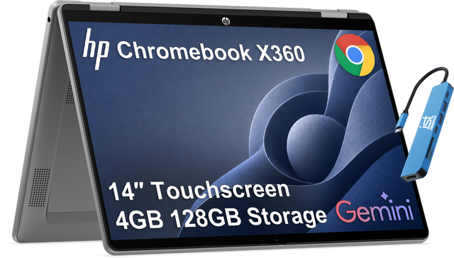 hp Chromebook X360  
14" Touchscreen  
4GB 128GB Storage  
Gemini