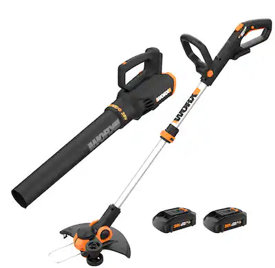 WORX - Power Share 20V GT 3.0 Trimmer with Turbine Blower Batteries and Charger