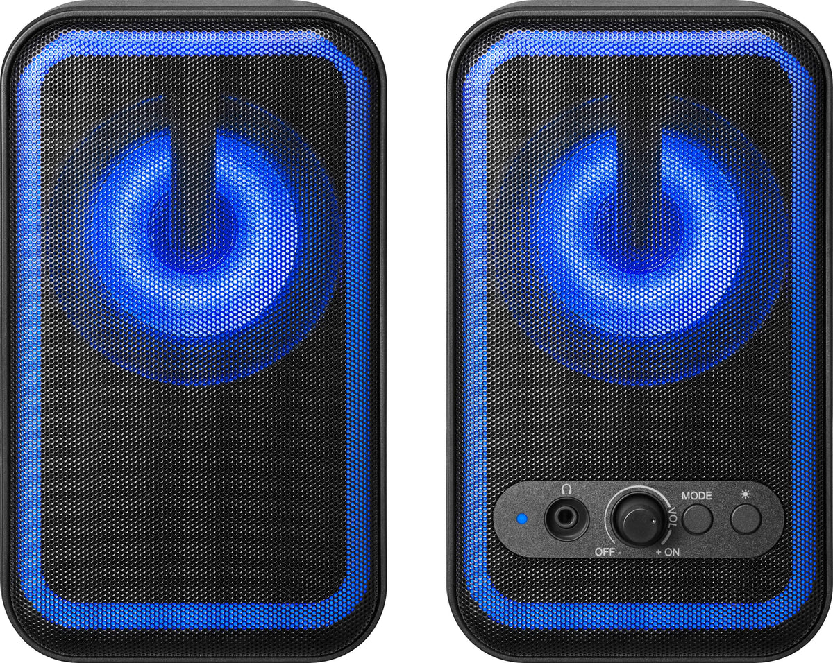 Insignia™ - 2.0 Bluetooth Computer Speakers with RGB Lighting (2-Piece) - Black