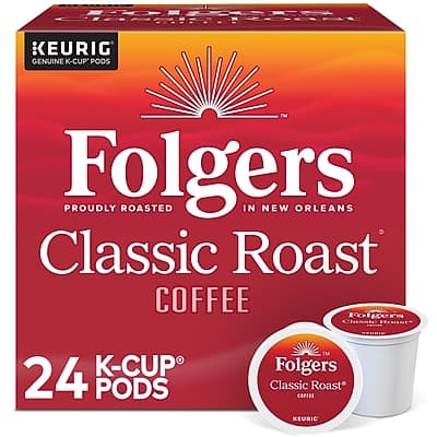 Folgers Classic Roast Coffee  
Proudly Roasted in New Orleans  
24 K-Cup Pods  
Folgers Classic Roast  
Keurig Genuine K-Cup Pods