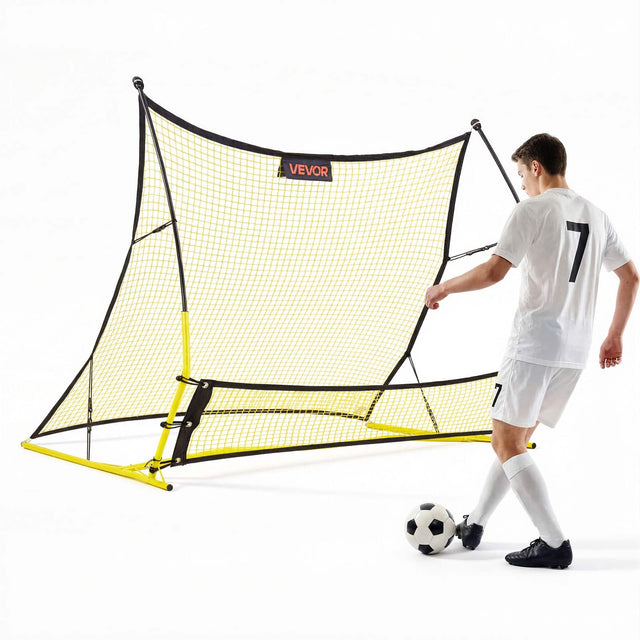 Front. VEVOR - Soccer Rebounder Net, 2-in-1 Soccer Goal Rebounder, Thickened Fiberglass Poles Iron Pipe for Team Solo Control - Yellow.