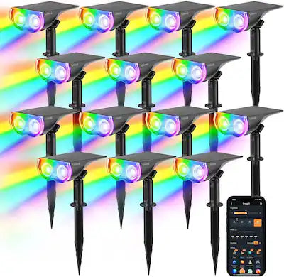 Linkind - Smart Solar Spotlights Outdoor SL5C, APP/Voice Control, IP67 Waterproof, 14 Pack