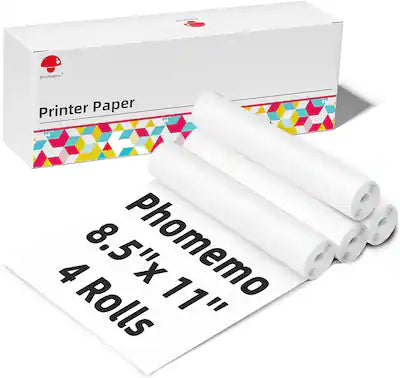 Phomemo - Letter Size Thermal Paper Rolls for M832 - 4 Rolls Pack