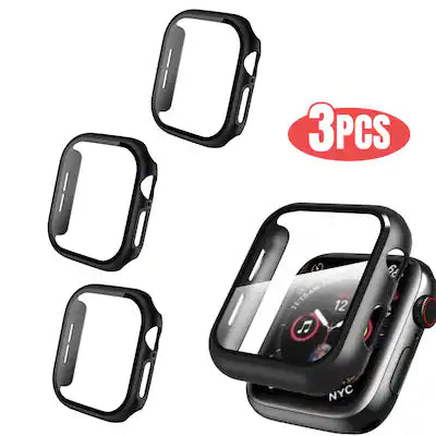 Qixxronics - 3PCS Qixxronics Case for Apple Watch Series 11 (46mm) with Built-in Tempered Glass Screen Protector