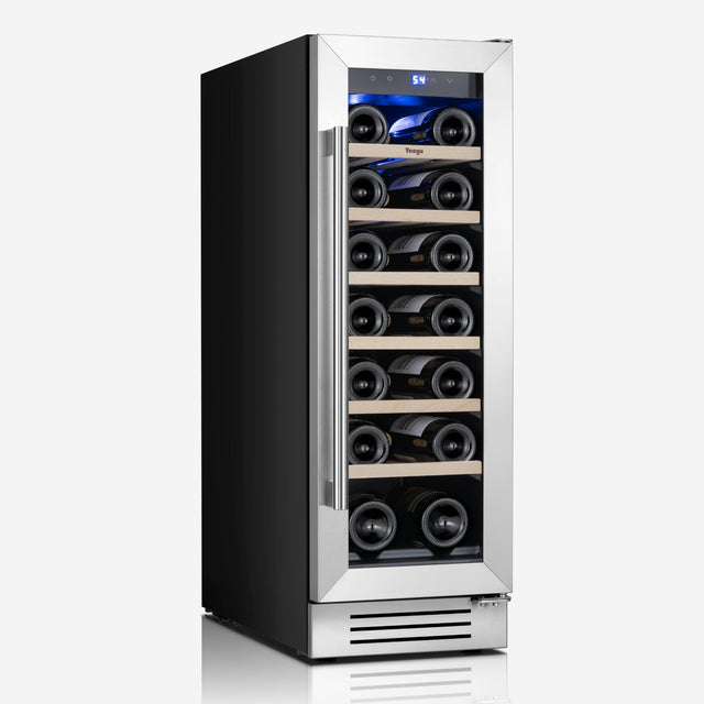 Front. Yeego - 12 Inch Wine Fridge, 18 Bottle Wine Cooler,Built-in or Freestanding Wine  Refrigerator, for Home Kitchen,Bar - Stainless Steel.