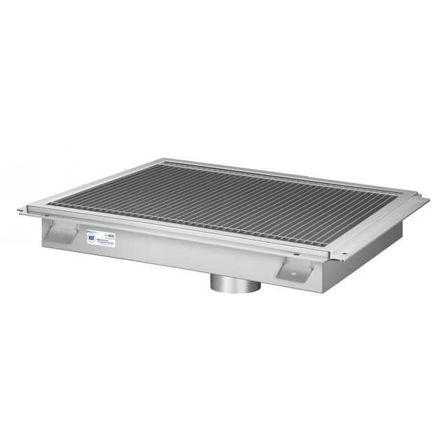 Front. Koolmore - 18" x 24" Stainless Steel Floor Trough Drain, 14-Gauge with Subway-Style Grating & Removable Drain Basket, NSF Listed - Stainless-Steel.