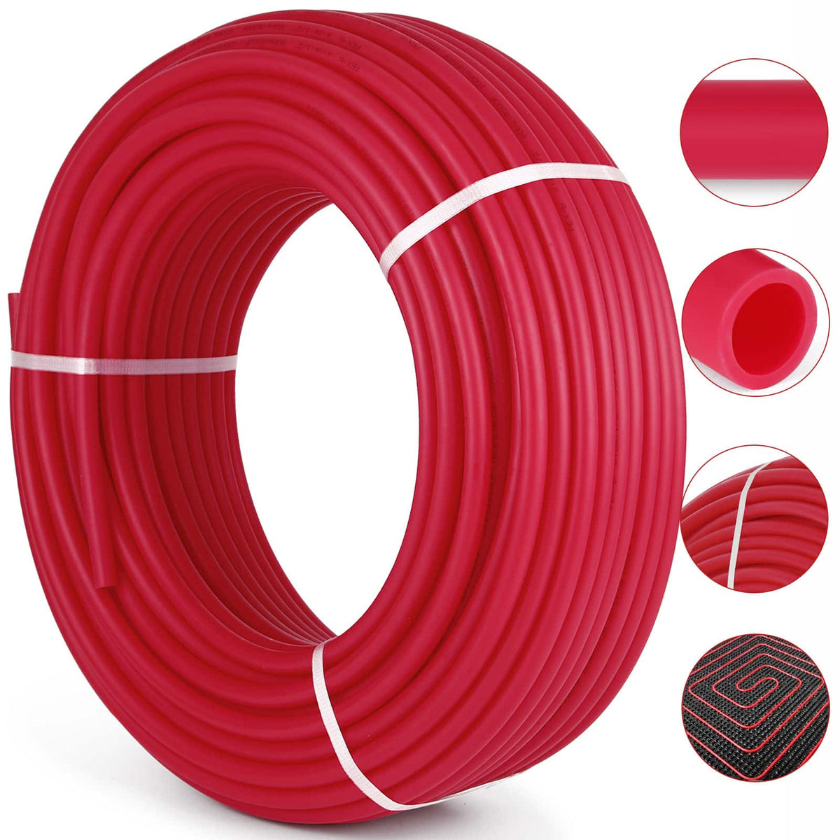 VEVOR - PEX-B Pipe 1/2 Inch X 500 Feet,Oxygen Barrier Flexible Pipe Tubing, for Hydronic Radiant EVOH Floor Heating - Red