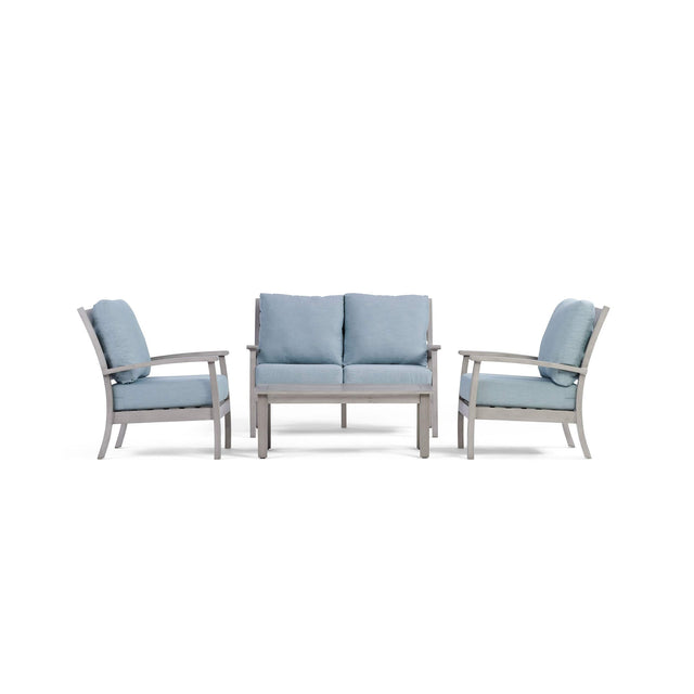 Front. Yardbird® - Eden Loveseat Set with Fixed Chairs - Mist.
