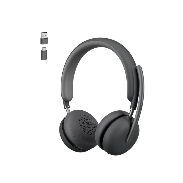 Front. Logitech - Zone 950 Wireless Active Noise-Cancelling On-Ear Headset - Graphite.
