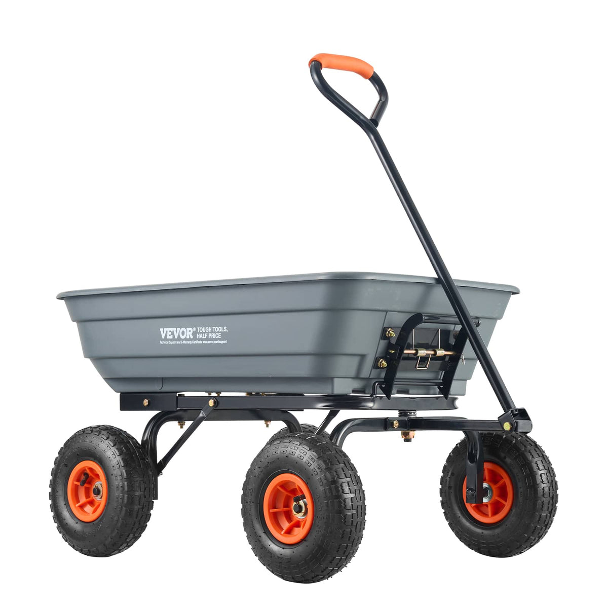 VEVOR - Garden Cart, Durable Poly Dump Cart with Simple Assembly Steel Framework,with 600 lbs Load Capacity, 10 inch Wheels - Black