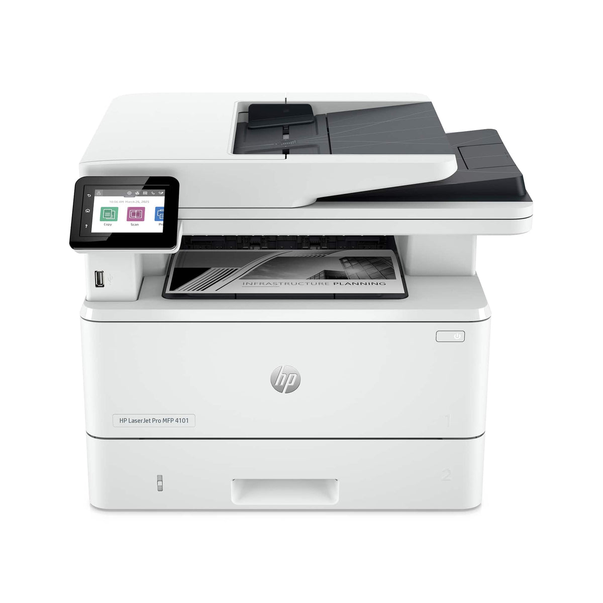 HP - LaserJet Pro MFP 4101fdw AI-Enabled Black-and-White All-in-One Laser Printer - White