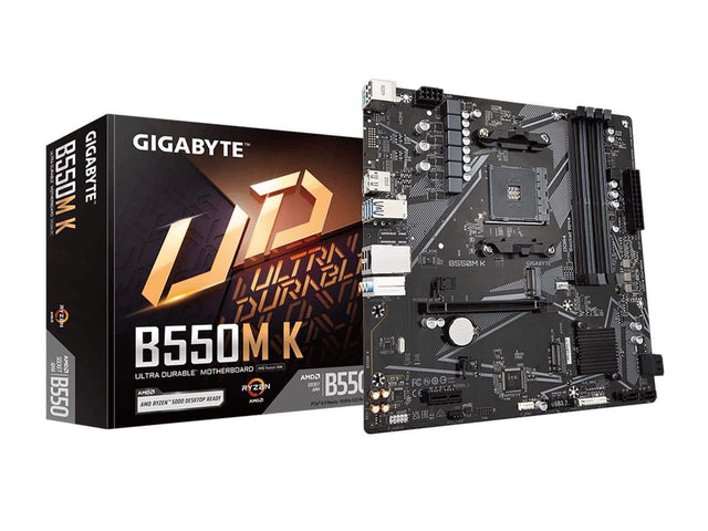 GIGABYTE B550M K  
ULTRA DURABLE™ MOTHERBOARD  
AMD RYZEN™ 5000 DESKTOP READY  
SOCKET B550  
AM4  
PCIe 4.0 Ready  
DDR4  
ULTRA DURABLE™