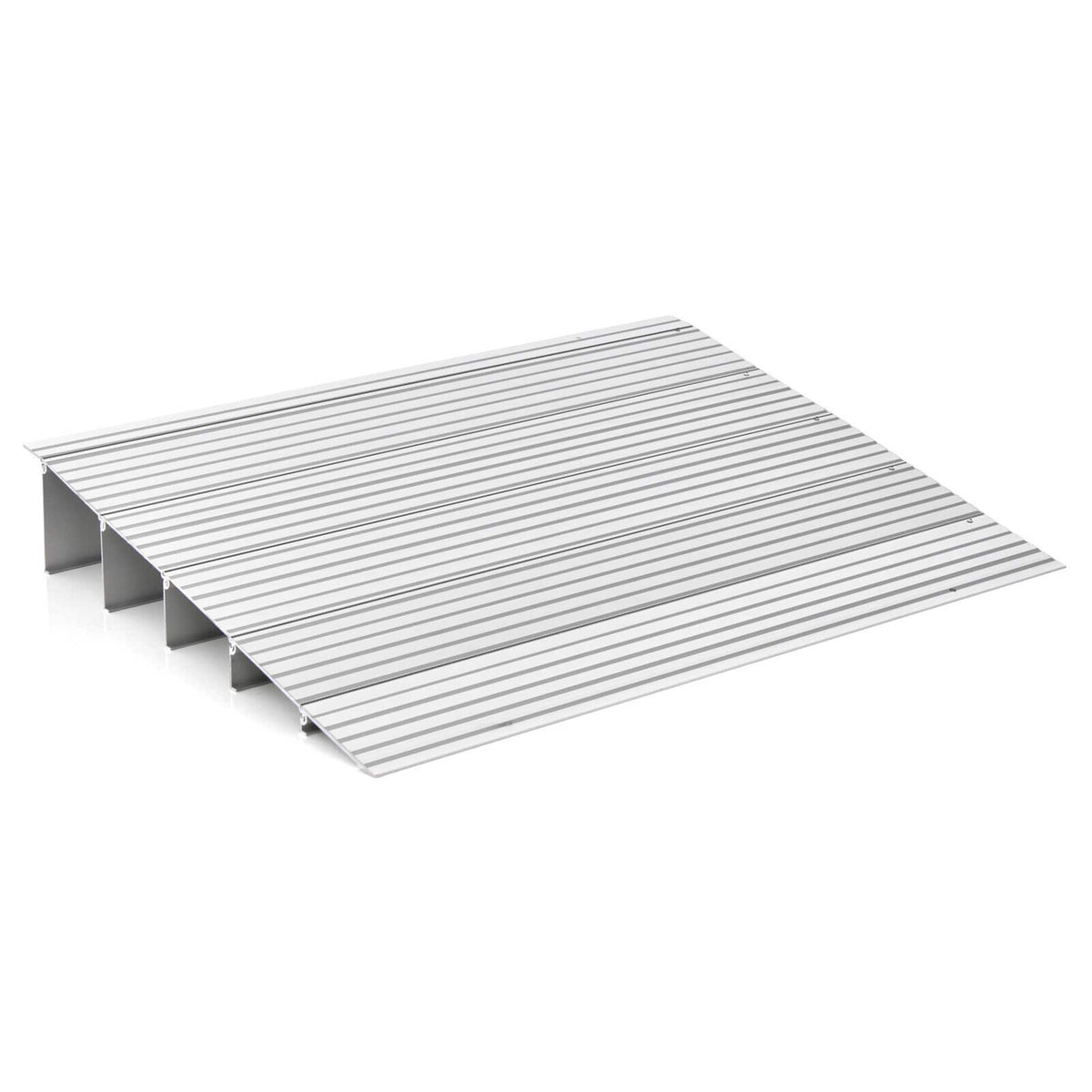Gymax - 5'' Door Threshold Ramp Aluminum Adjustable Rise Entry Ramp for Wheelchair - Silver