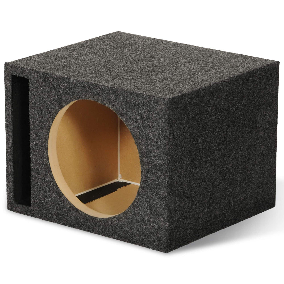 QPower - QBASS Vented Chamber 12" Single Audio Subwoofer Enclosure Box, Charcoal - Charcoal Gray