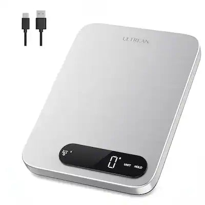 Ultrean - IPX7 Waterproof Food Scale, Rechargeable Digital Kitchen Scale, 33 lb, Stainless Steel, LED Display