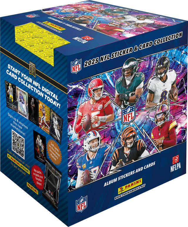 E A 2 ESZARRAS muat NNH RANTNI PEAJTAS RE 11-2 -... IU2 .O. SE JPA  COLLECTION adn ..... NFLPA I/  - .... .. 1P/A & CARD a NFL STICKER 00C 2025 START NFL CARD YOUR COLLECTION NFL DIGITAL 8 TODAY! Sign NFL up & the explore marketplace! new O Sell the cards Scan Secondary Panini the Market code N IPAWIMEAMERICANET to or get visit B CARDS NELPA started! Rp packs AND o grb favorife you STICKERS preyer ALBUM PANINI PANINI WWW.PANINIAMERICA.NET 2024NPL 2024 NEL NFL

---

2025 NFL STICKER & CARD COLLECTION

START 