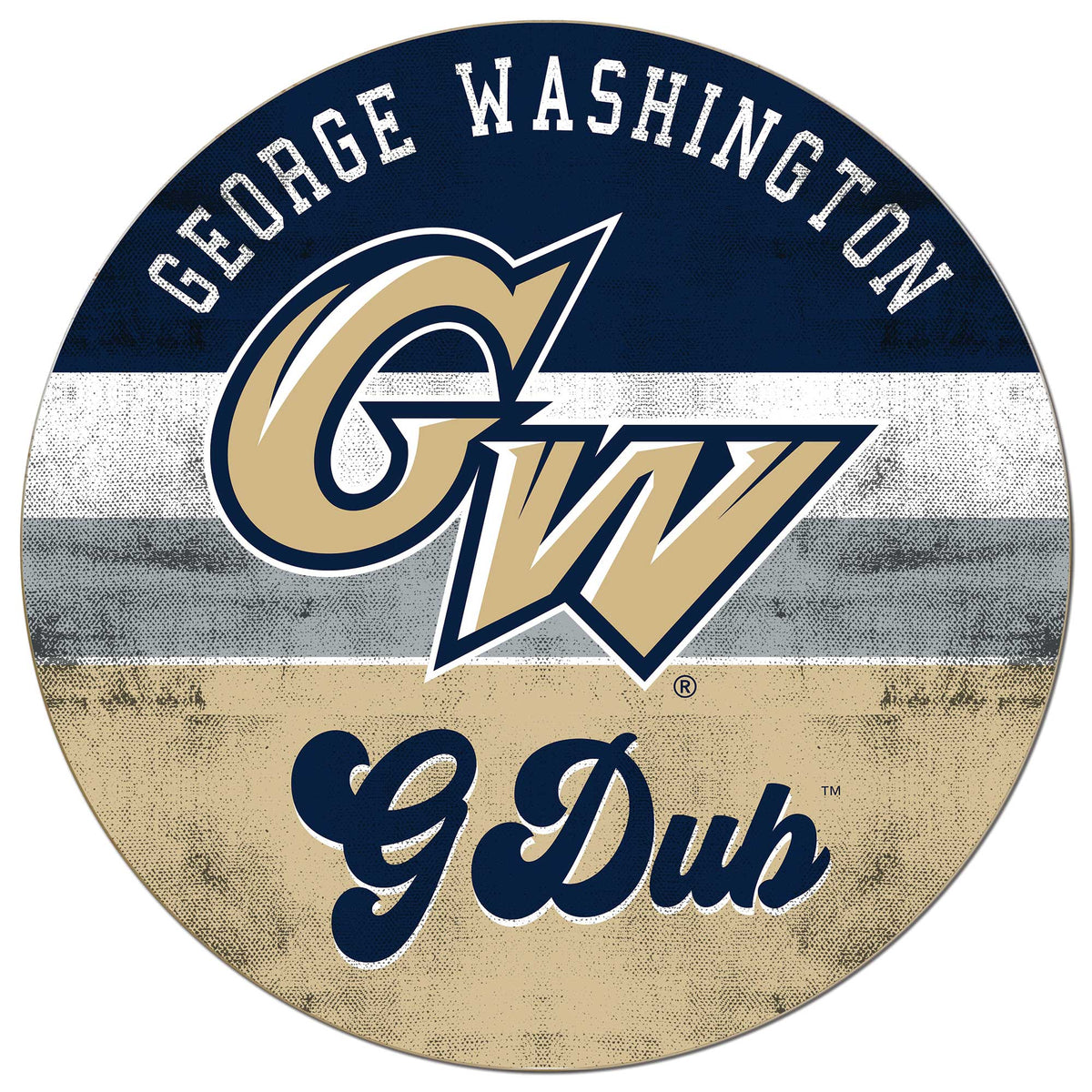 Jardine - George Washington University 20'' x 20'' Retro Logo Circle Sign - Navy
