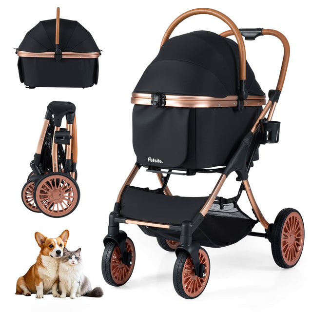 Front. Gymax - Gymax 3-in-1 Pet Stroller w/ Removable Carrier Sun Shade Removable Pad Safety Belt.