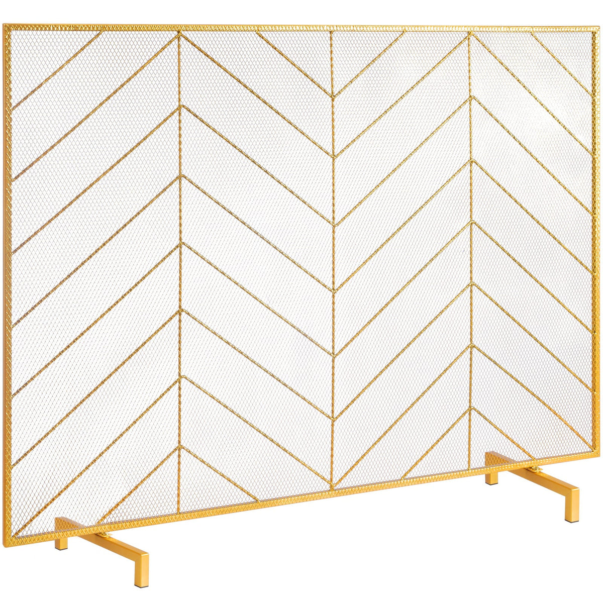 VEVOR - Fireplace Screen Single Panel, Sturdy Iron Mesh Fireplace Screen, 38.6"(L) x29.8"(H) Spark Guard Cover - Gold
