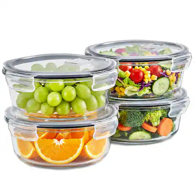 Sorbus - Set of 4 Glass Food Storage Containers with Steam Vent, Airtight Lids, Microwave, Oven, Freezer & Dishwasher Safe