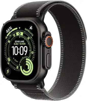 Apple - Watch Ultra 3 (GPS+Cellular) 49mm Titanium Case with Black/Charcoal Trail Loop - M/L