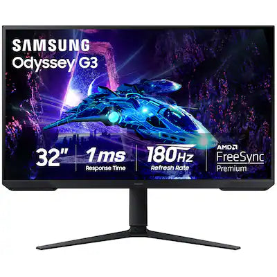 Samsung - Odyssey G30D 32" LED FHD AMD FreeSync Premium 180Hz 1ms Gaming Monitor (DisplayPort, HDMI)